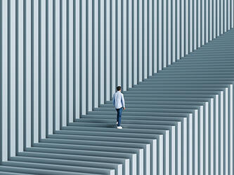 Person walking up stairs